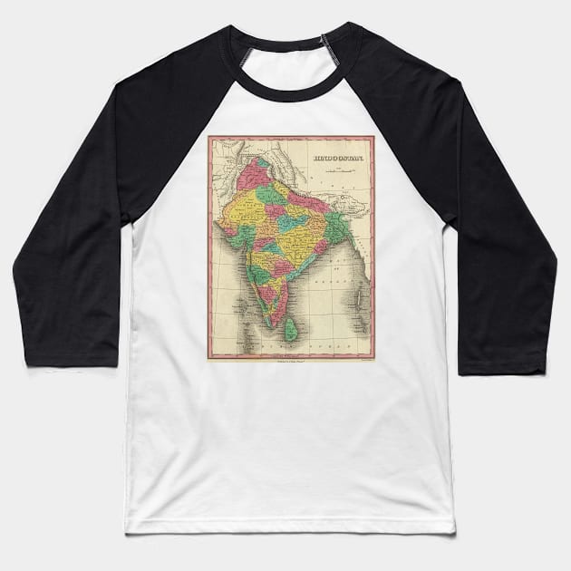 Vintage Map of India (1831) Baseball T-Shirt by Bravuramedia